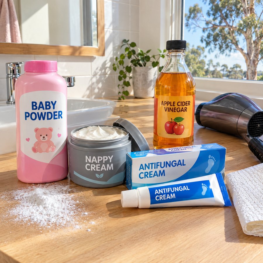 Baby powder, diaper cream and the products women try for skin fold rash