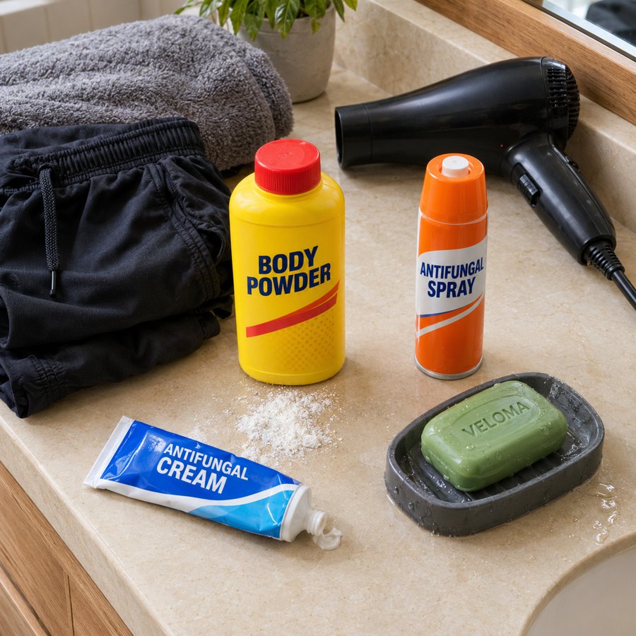 Antifungal spray, cream and powder men try for jock itch